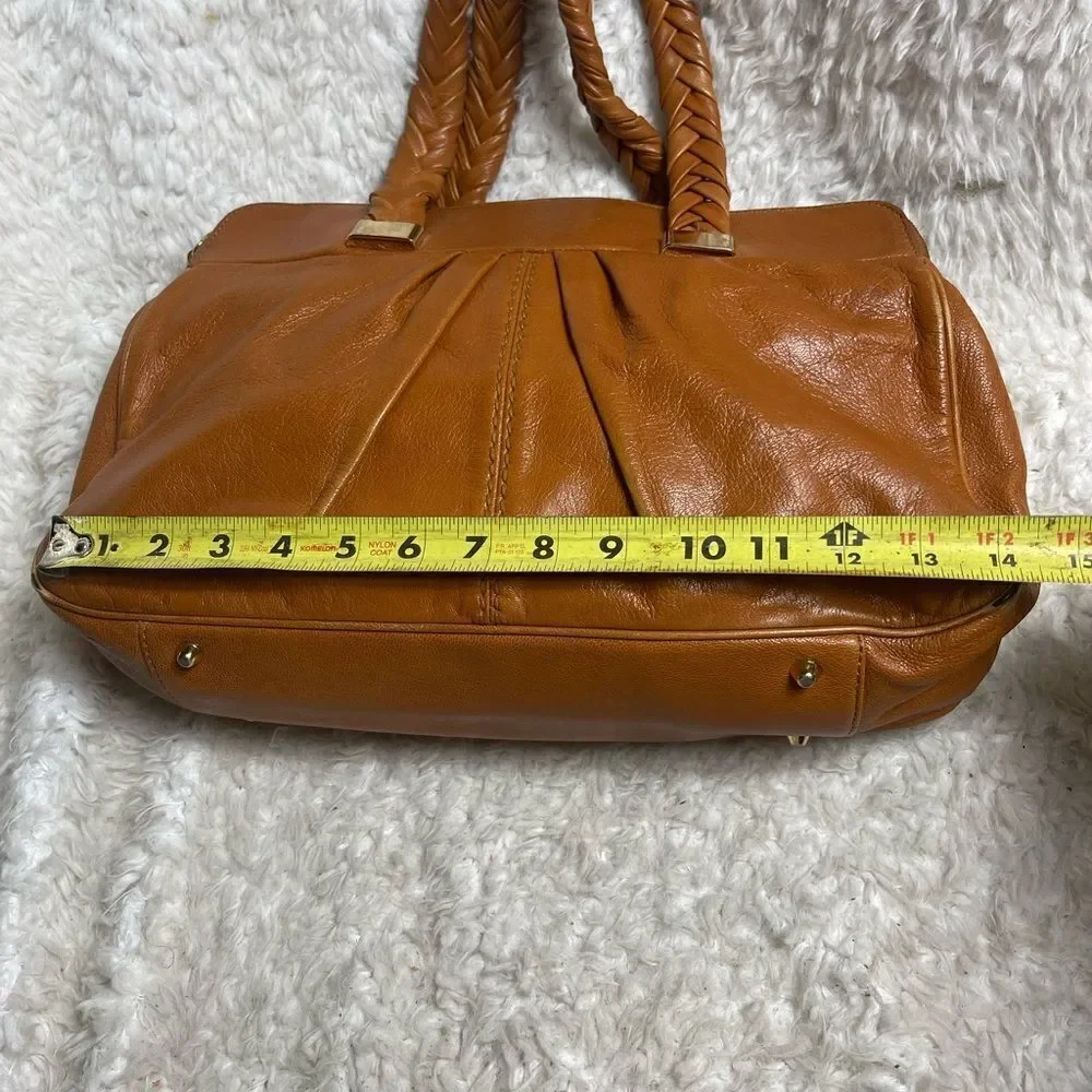 Antonio Melani leather tan Medium braided straps Shoulder bag gold tone hardware